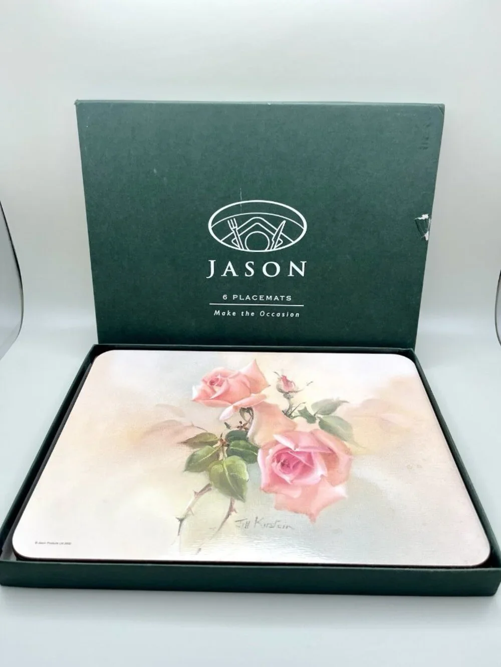 Vintage 2002 Jason Fragrant Blooms Rose Cork Back Placemats Set Of 5 Y2K Cottage